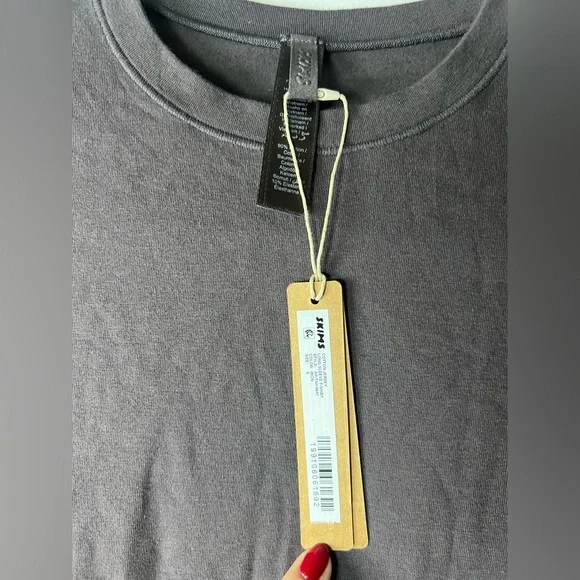 NWT SKIMS COTTON JERSEY LONG SLEEVE T-SHIRT - Picture 6 of 7